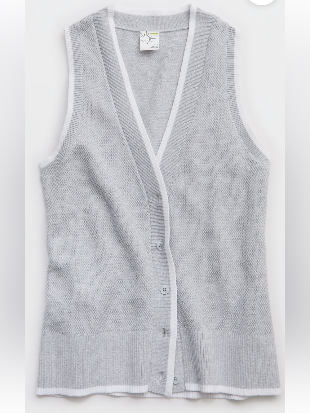 Offline by Aerie Tennis Sweater Vest Cardigan Cotton Blend Preppy Sz MED NWT - Picture 2 of 12